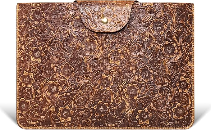 Genuine Leather Laptop Sleeve, Compatible by CPNVWA
