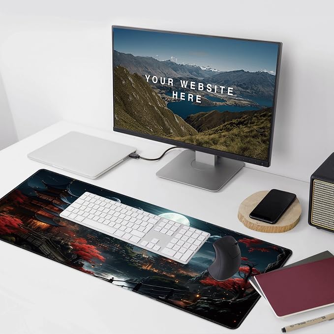 Japanese Full Moon Large Mouse Pad, Gaming Keyboard Desk Pad, Extended Mouse - Image 6