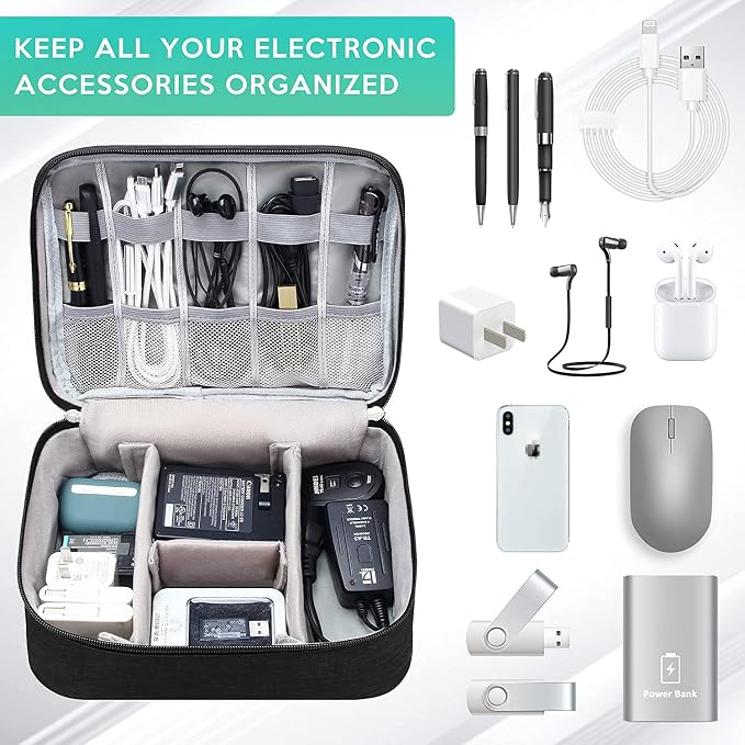 Electronics Organizer Travel Cable Organizer Bag Waterproof Portable Digital - Image 3