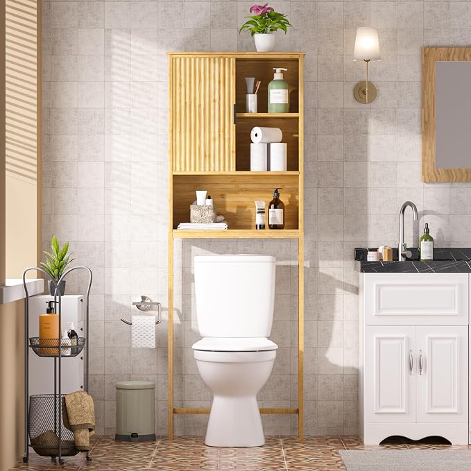 BlueWish Over The Toilet Storage Cabinet, Bamboo Over Toilet Storages - Image 2
