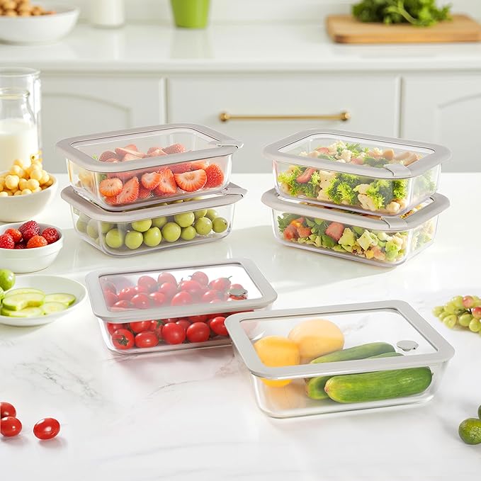 Glass Food Containers with Glass Lid, Microwave Safe Food Storage Container Set - Image 7