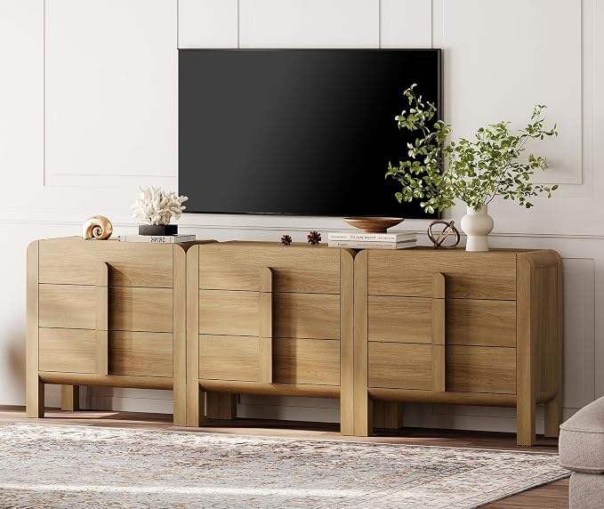 WAMPAT 3 in 1 9 Drawer Dresser for Bedroom, 94.5" Wide Mid Century Modern Wide - Image 4