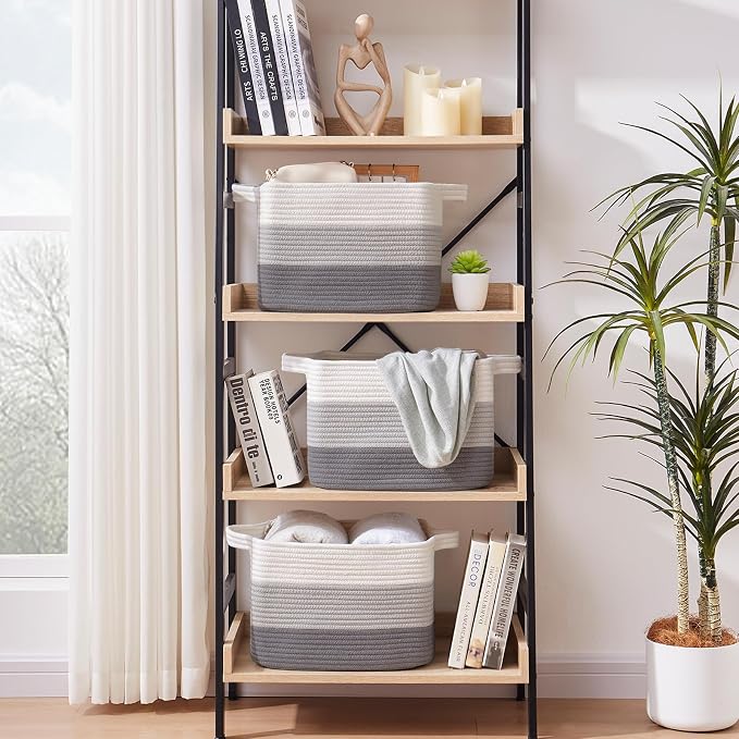 Storage Baskets for Organizing, Woven Baskets for Shelves, Rectangle Decorative - Image 3