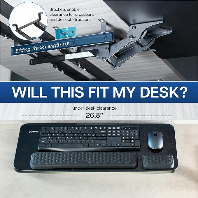 VIVO Premium Adjustable 27 x 11 inch Computer Keyboard and Mouse Platform Tray - Image 4