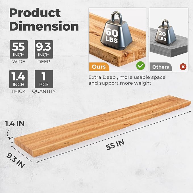 Live Edge Elm Floating Shelves For Wall - Image 3