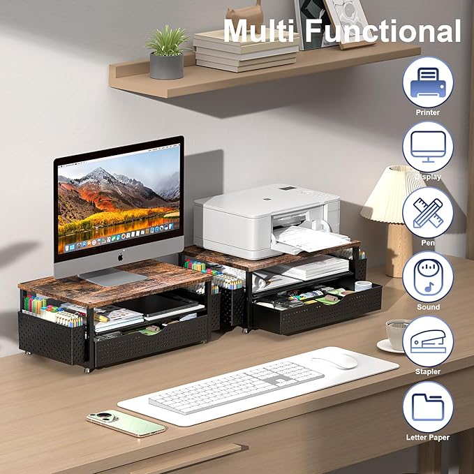 Spacrea Desk Organizer and Accessories, Computer Monitor Stand Riser - Image 5