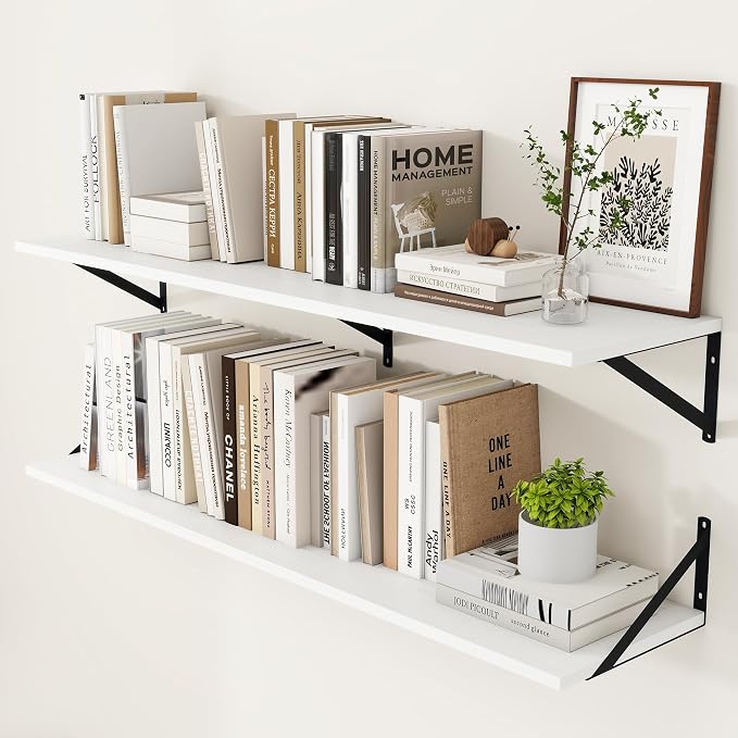 Heimlove White Deep Floating Shelves by Heimlove