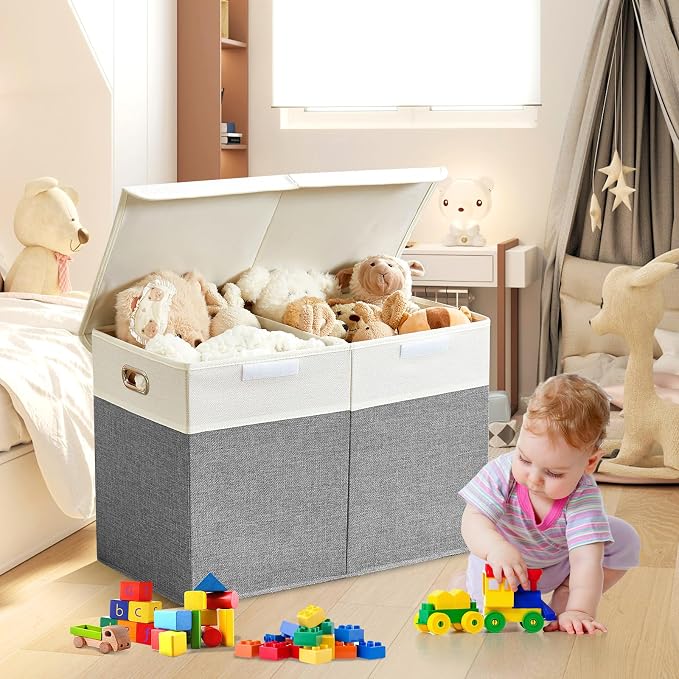 Large Toy Box with Flip-Top Lid, Collapsible Storage Organizer Bins with - Image 6