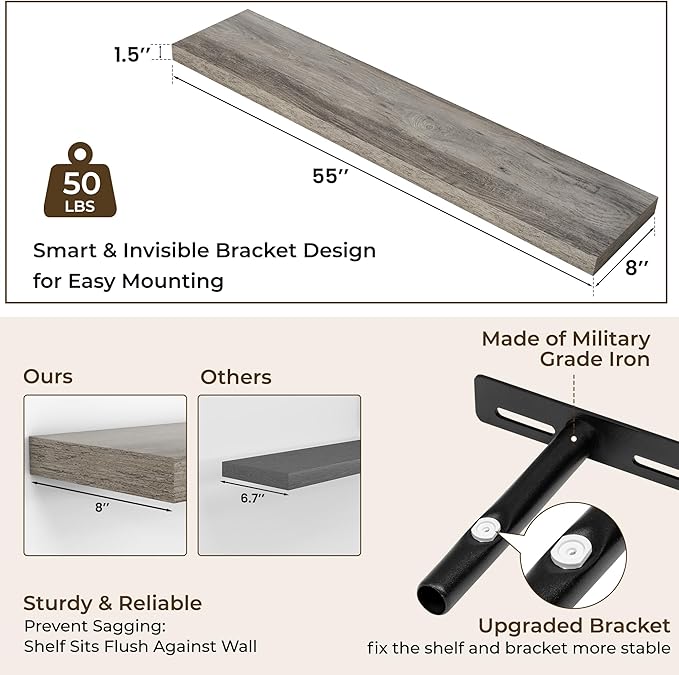 RICHFOCUS 55Inch Floating Shelves - Image 3