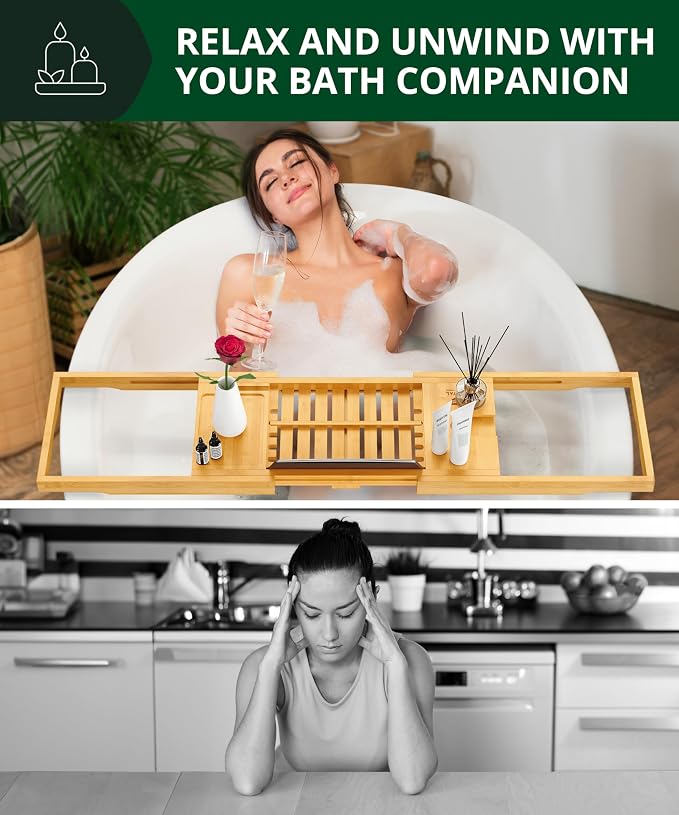 ROYAL CRAFT WOOD Premium Foldable Bathtub Tray Caddy - Image 7