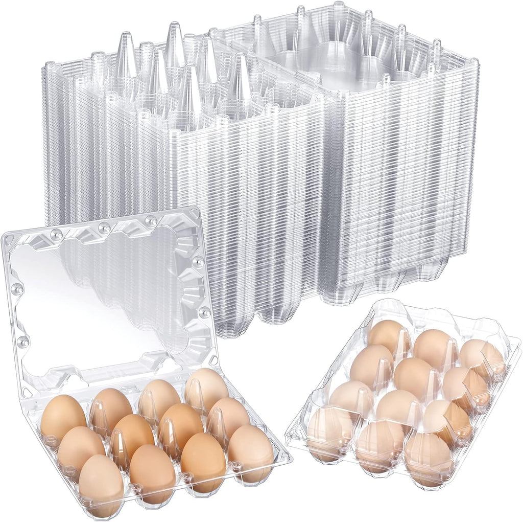 Zubebe 3 x 4 Count 200 Pack Egg Carton Bulk Clear Plastic Empty Egg