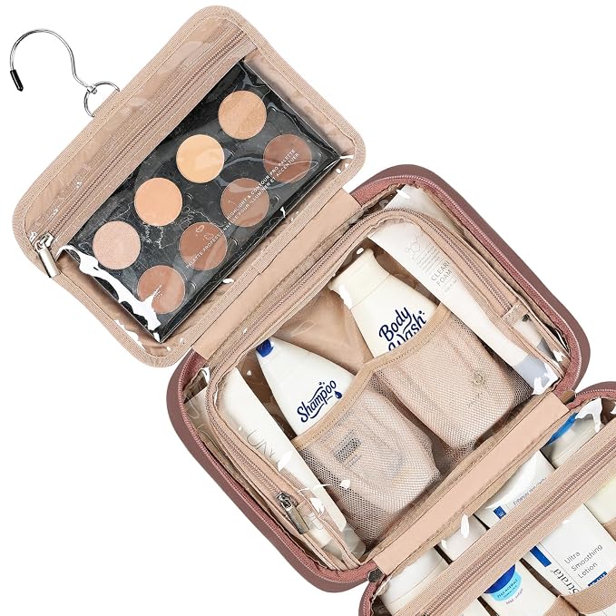 NISHEL Travel Toiletry Bag for Women, Makeup Essentials Organizer, Hanging Case - Image 3