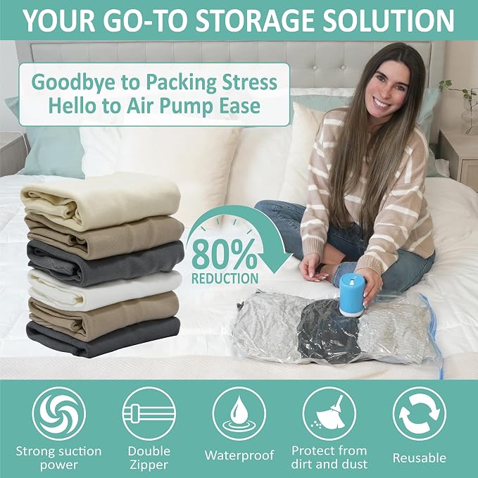 8 Pack Travel Vacuum Storage Bags - Image 2