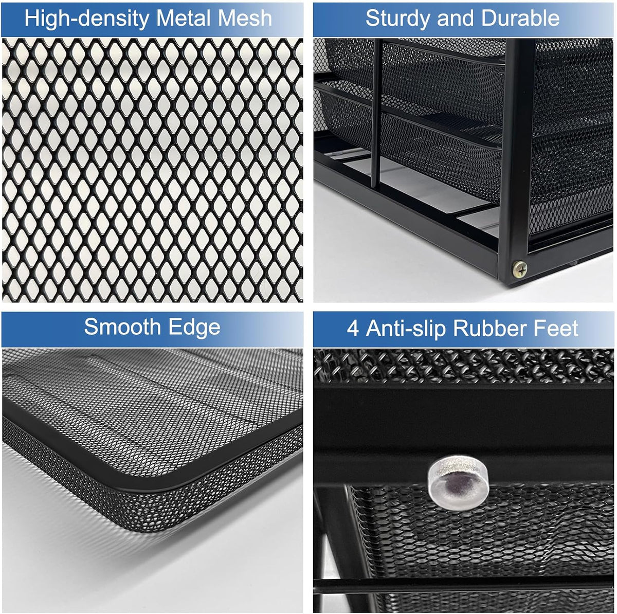 Mesh Desk Organizer with 4 Tier Sliding Drawers,Black