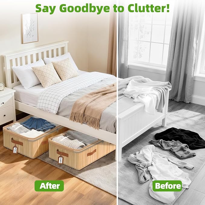 Livole 2 Pack Bamboo Under Bed Storage - Image 7