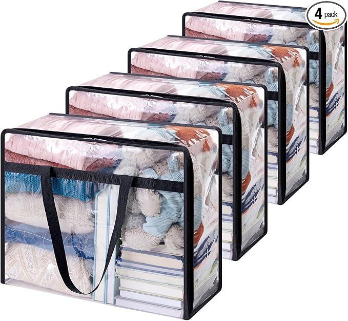 Lifewit 4 Pack Clear Clothes Storage Bags, 40L Plastic Blanket Storage Bag by Lifewit