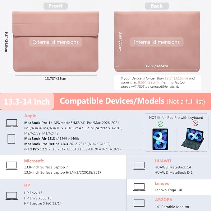 HYZUO 13.3-14 Inch Laptop Sleeve Case - Image 6