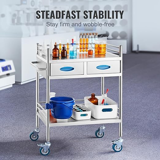VEVOR Lab Serving Cart Utility Cart Stainless Steel Medical Cart - Image 3