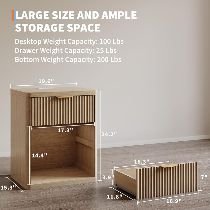 Fluted Nightstand Set of 2 - Image 3