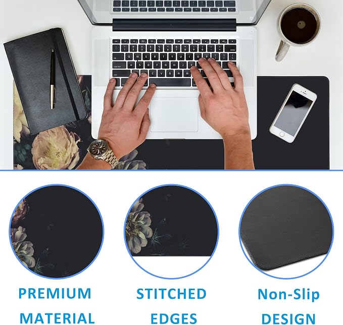 Mouse Pad, Vintage Peonies Desk Mat - Image 3