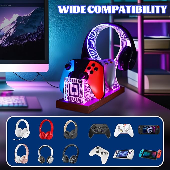 YuanDian Gamer Gifts for Teenage Boy, Desk Gaming Headset and Controller Stand - Image 3