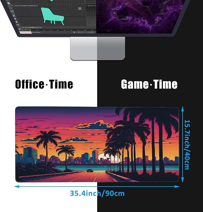 Mouse Pad, Desk Pad with Non-Slip Base and Stitched Edge, Extended Mousepad - Image 2