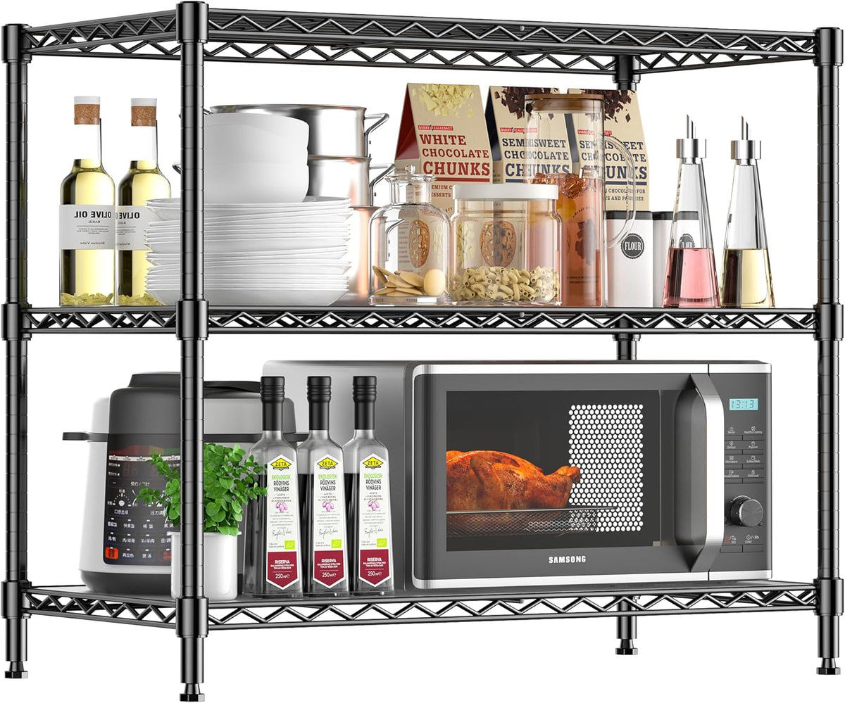 3-Tier Storage Shelves 450LBS Metal Shelving Unit, Adjustable Wire