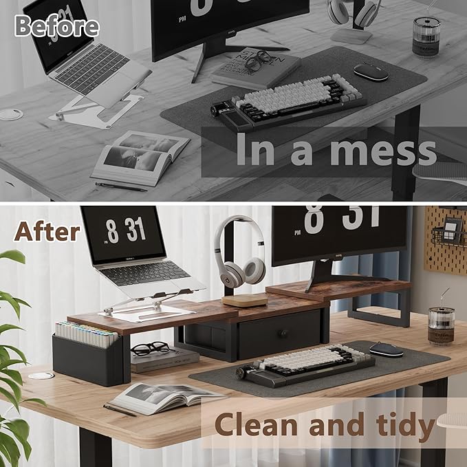LAND·VOI Heavy Duty Dual Monitor Stand, Holds 2 Screens Up to 27 Inches - Image 5