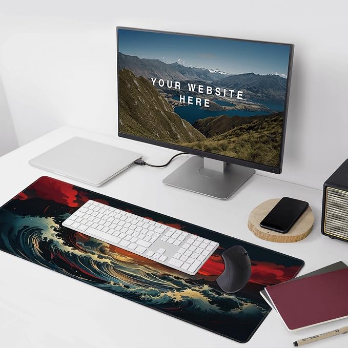 Japanese Sea Wave Large Mouse Pad, Gaming Keyboard Desk Pad, Extended Mouse Mat - Image 6