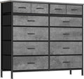 Gray Dresser for Bedroom with 12 Deep Drawers, Wide Chest of Drawers, Tall by VASICAR