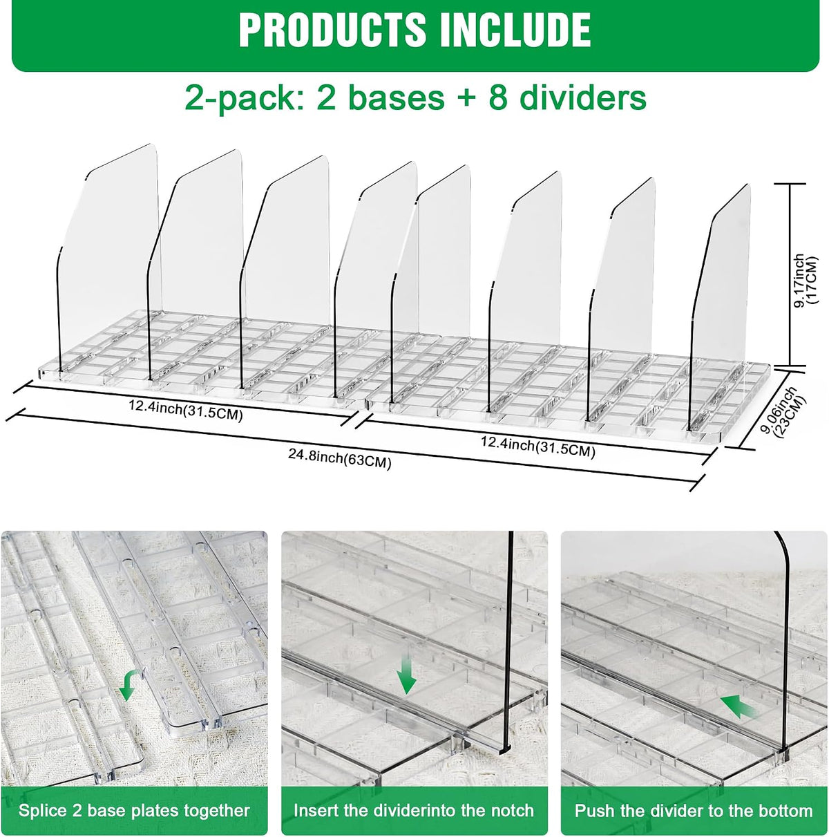 Bag & Purse Organizer for Closet, 4 Sets Adjustable Clear Handbag