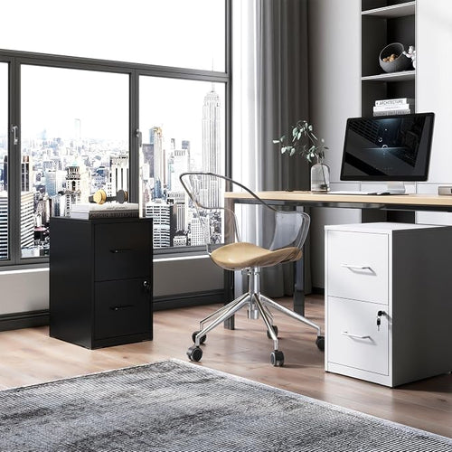 2 Drawer File Cabinet with Lock, Vertical Metal Filing Cabinet Under Desk - Image 2