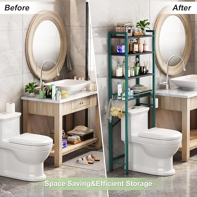 Over-The-Toilet Storage Rack, 4-Tier Bathroom Organizer Shelf Over Toilet - Image 4