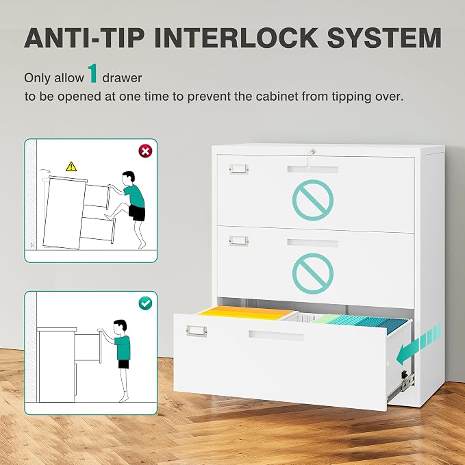 SISESOL 3 Drawer Lateral File Cabinet - Image 7