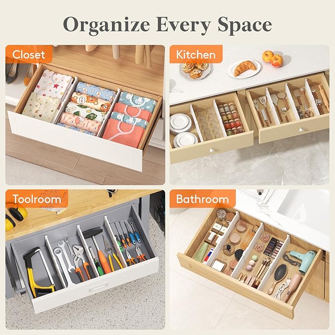 Lifewit 5" Tall 9 Pack Deep Drawer Dividers, 11.5-18.5" Expandable Drawer - Image 7