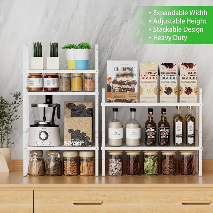 Expandable Cabinet Storage Shelf Stackable Organizer Rack - Image 7