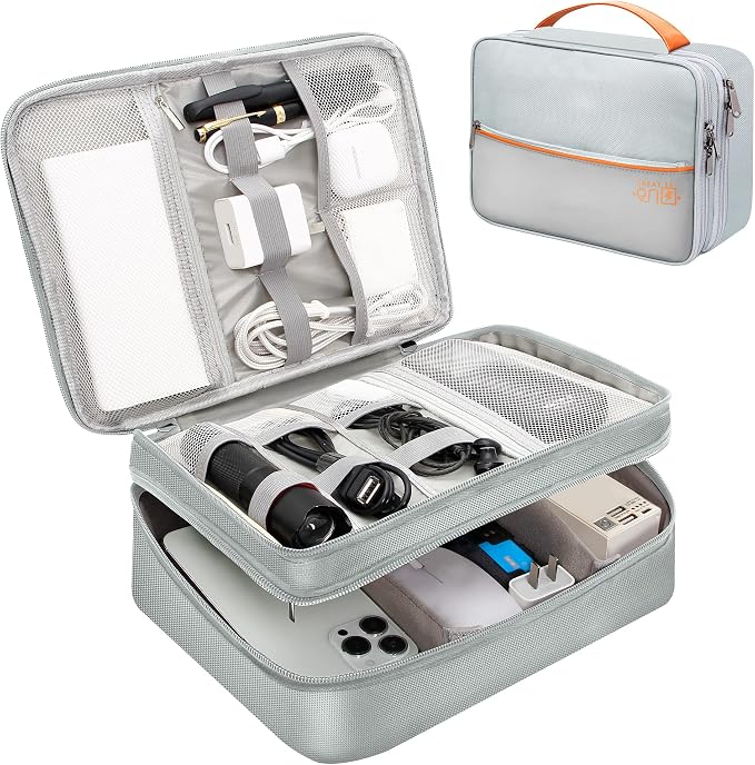 SELLYFELLY Electronics Travel Organizer, Double Layer Cable Organizer Bag by SELLYFELLY