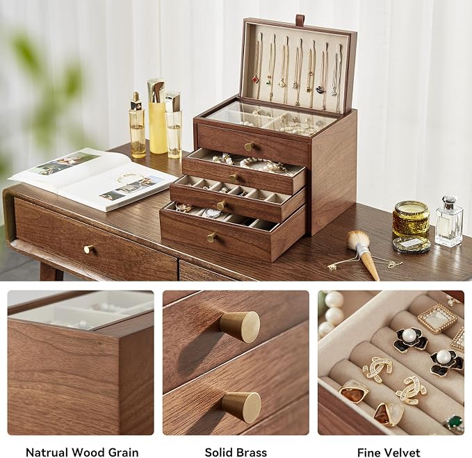 Black Walnut Wooden Jewelry Box - Image 4