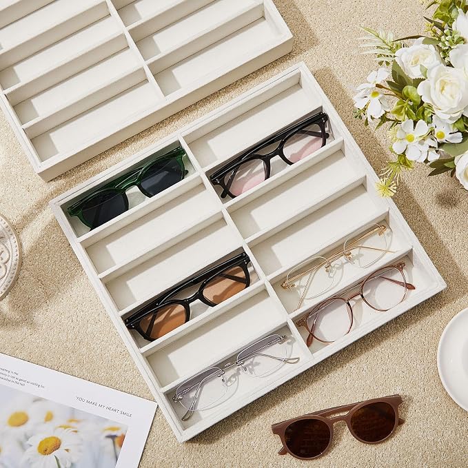 Amylove 2 Pcs Sunglass Organizer Trays Glasses Stackable Jewelry Trays Sunglass - Image 7