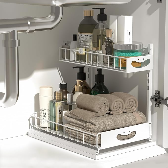 Under Sink Organizer with Pull-Out Drawers, Kitchen Sink Organizer, 2 Tier by Unknown