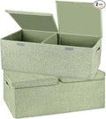 2 Pack Storage Boxes with Lids and Handles, Collapsible Linen Storage Bins by Unknown
