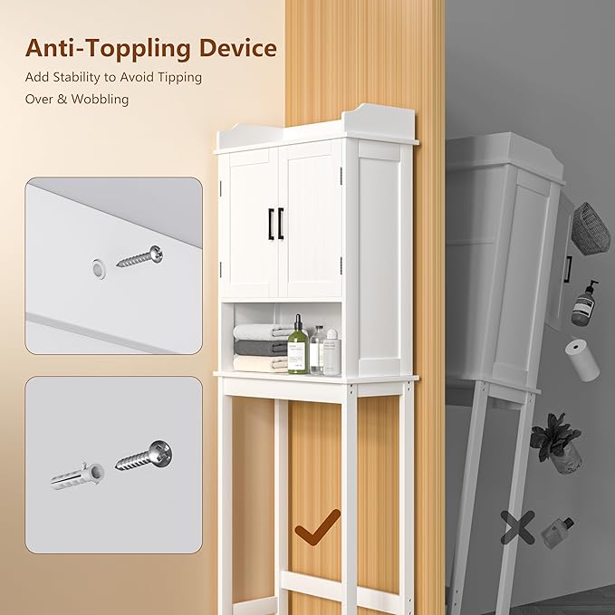 BlueWish Over The Toilet Storage Cabinet, 66.9" H Over Toilet Bathroom Organizer - Image 5