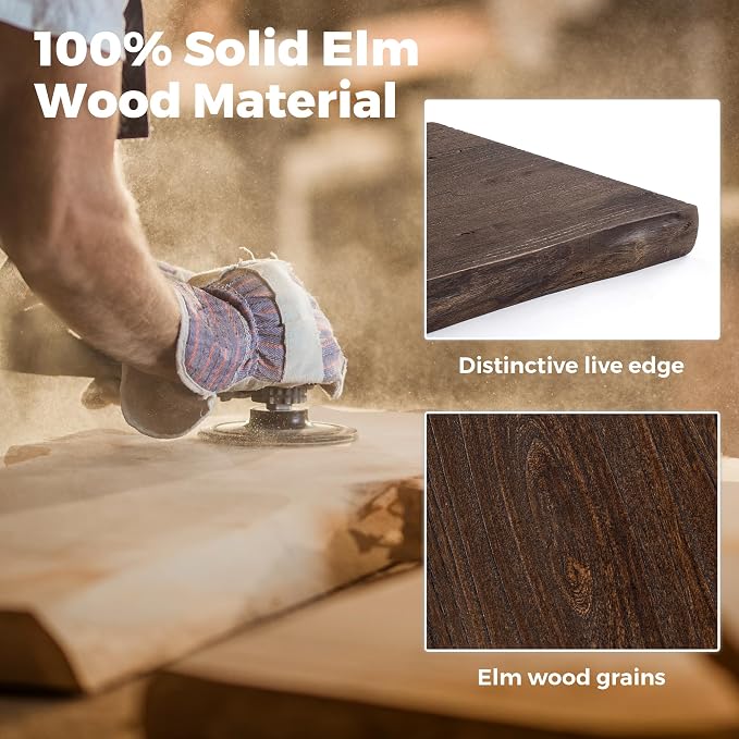 Live Edge Elm Floating Shelves For Wall - Image 5