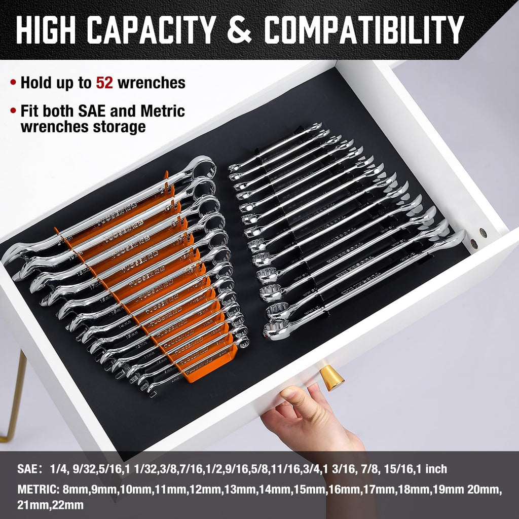 ALOANES 52-Slot Metal Wrench Organizer, Heavy Duty Wrench Organizer