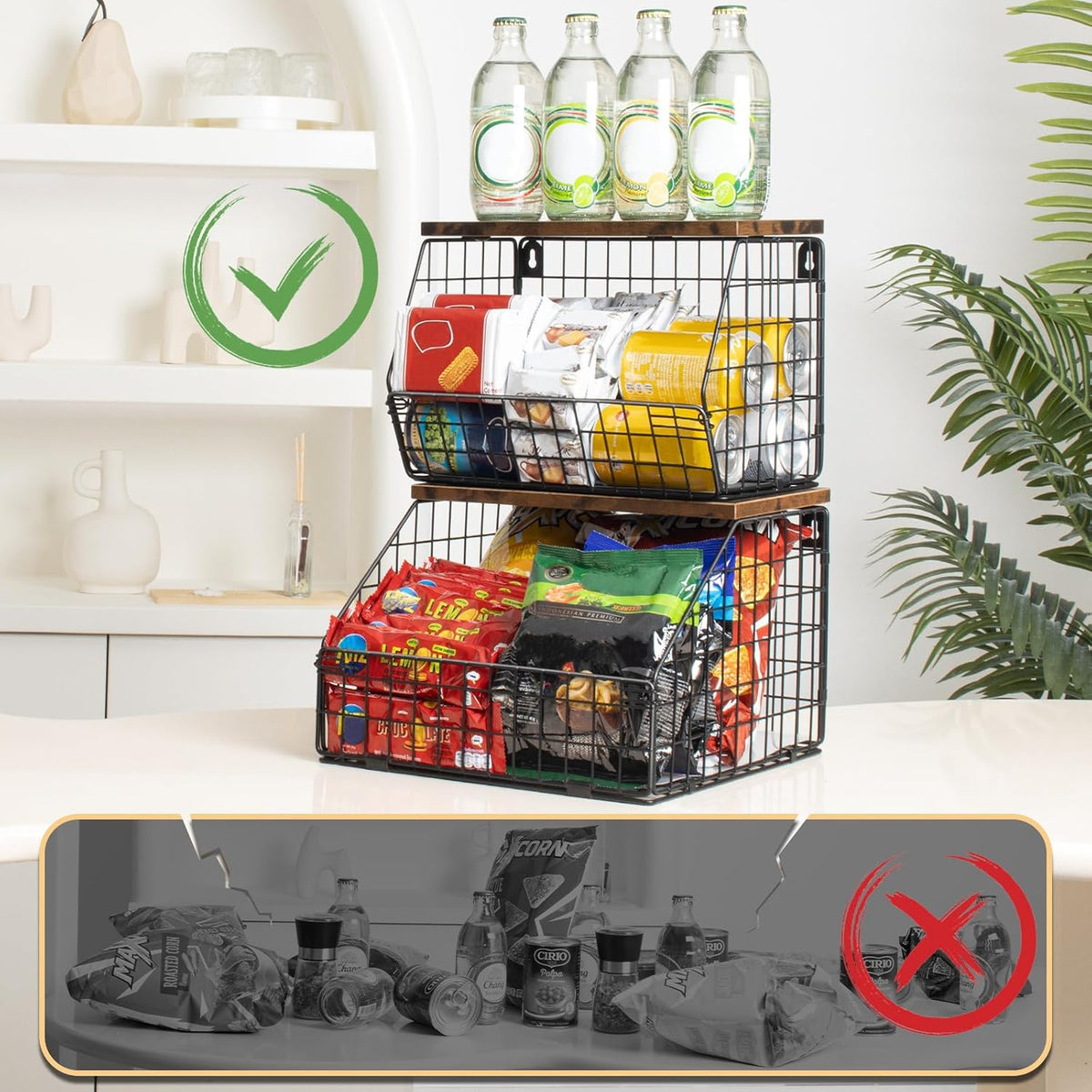 Mefirt Fruit Basket, Stackable Wall Mounted Fruit Baskets, Potato