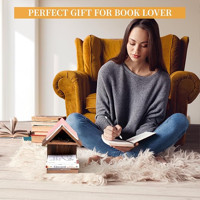 Floating Bedside Wood Bookshelf, Triangle Book Page Holder, Wooden Simple - Image 7