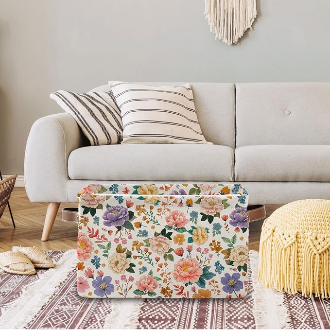 Rectangle Flower Storage Basket, Collapsible Storage Box Bin - Image 6