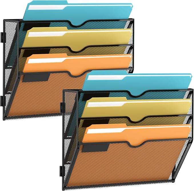 SUPEASY 3-Tier Wall File Organizer Mesh Office Mail Holder, Hanging Wall by SUPEASY