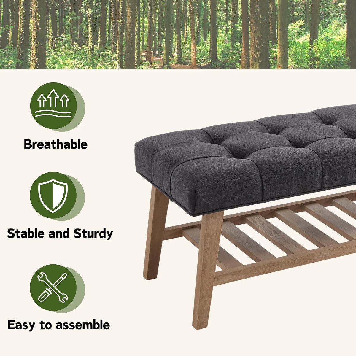 Entryway Shoe Bench Storage Benches with Upholstered Button Tufted