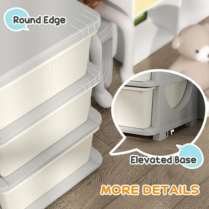 Qaba 3 Tier Kids Storage Unit, 9 Drawer Chest Toy Organizer Plastic Bins - Image 7